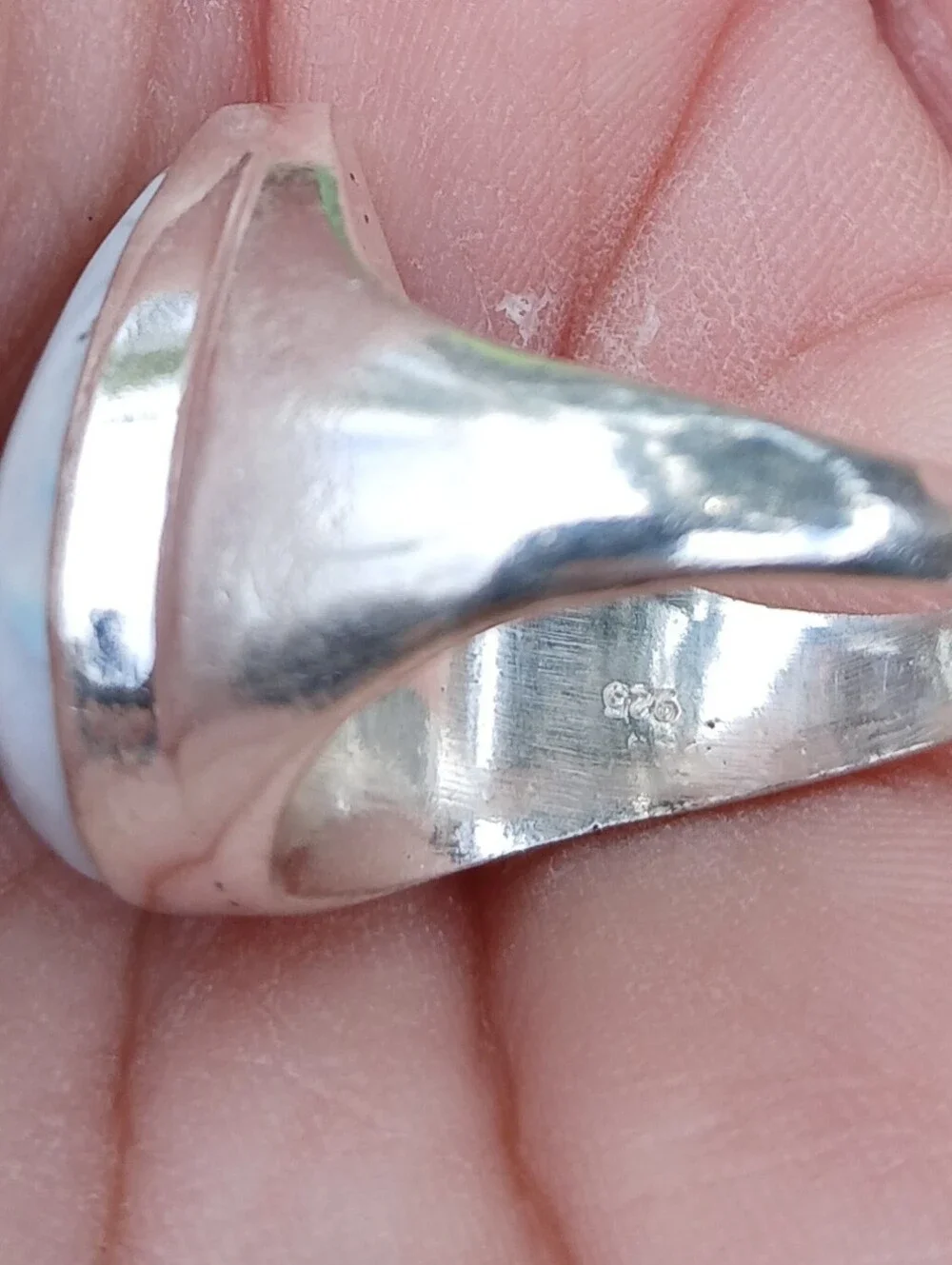 New Men's Dendritic Opal 925 Silver Ring.